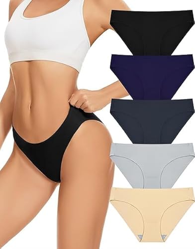 Evolyline Seamless Slips Damen Nahtlos Slips Stretch Hipster Weiche Stretch Unterwäsche Unsichtbare Unterhosen Brazilian Slips No Show Unsichtbar Unterwäsche Mehrpack von Evolyline