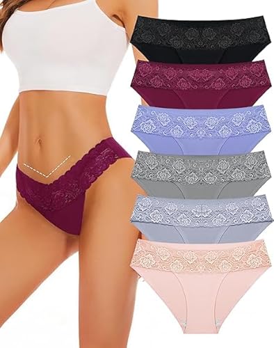 Evolyline Seamless Slips Damen Spitze Unterhosen Nahtlos Slips Frauen Stretch Hipster Unsichtbar Weich Panties Mehrpack Unterwäsche für Frauen von Evolyline