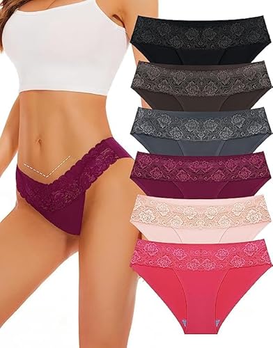 Evolyline Seamless Slips Damen Spitze Unterhosen Nahtlos Slips Frauen Stretch Hipster Unsichtbar Weich Panties Mehrpack Unterwäsche für Frauen von Evolyline