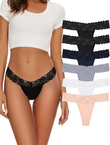 Evolyline Baumwolle Tanga Set - Damen String Tangas mit Spitze - Mehrpack von Evolyline