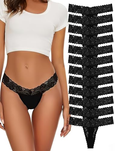 Evolyline Damen Baumwolle String Tangas Mehrpack in Tanga Spitze & Spitze Baumwolle Tanga Set für Frauen von Evolyline