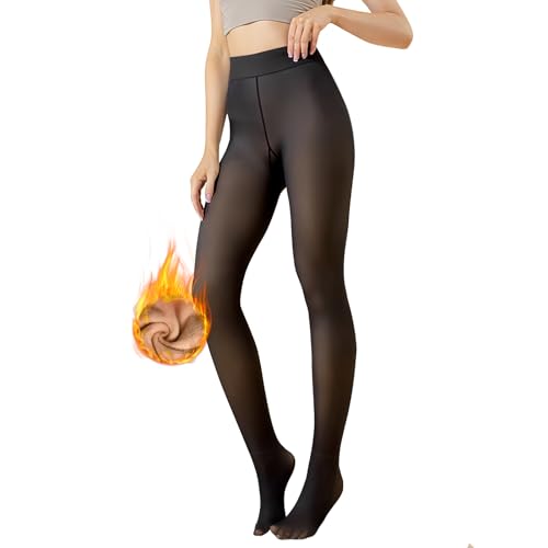 Evolyline Thermo Strumpfhose Damen Fleece Strumpfhosen Gefüttert Warm und Transparent Winter Fleece Lined Tights Warme Schwarze Hautfarbe Winter Dicke Leggings für Damen von Evolyline