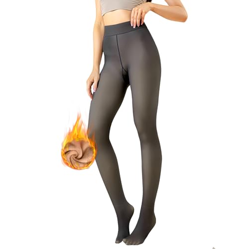 Evolyline Thermo Strumpfhose Damen Fleece Strumpfhosen Gefüttert Warm und Transparent Winter Fleece Lined Tights Warme Schwarze Hautfarbe Winter Dicke Leggings für Damen von Evolyline