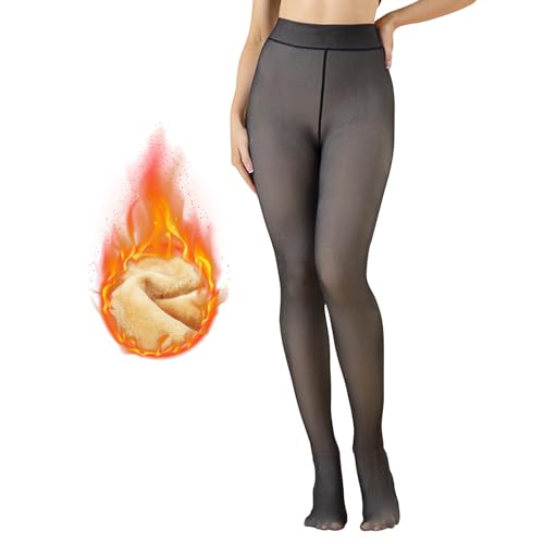 Evolyline Thermo Strumpfhose Damen Winter, GefüTterte Strumpfhose mit Fleece, Warme Dicke Feinstrumpfhose Bauchweg Strumpfhosen Thermostrumpfhosen für Damen, Durchscheinend PlüSchstrüMpfe Pantyhose von Evolyline