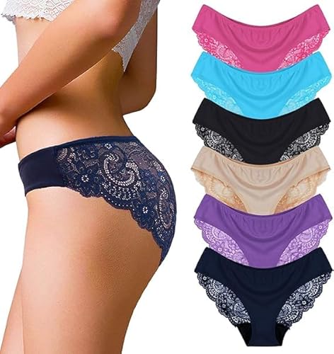 Evolyline Unterhosen Damen Spitze Damen Hipster Spitze Spitzen Slips Damen Panties Damen Spitze weich Panties Spitze Unterhosen für Frauen Mehrpack Hipster Spitze Damen von Evolyline