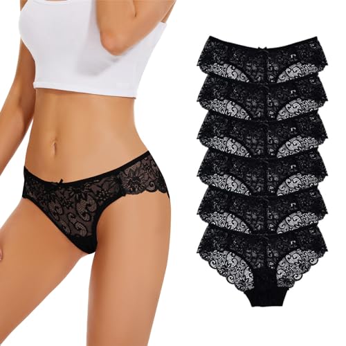 Evolyline Unterhosen Damen Spitze Damen Hipster Spitze Spitzen Slips Damen Panties Damen Spitze weich Panties Spitze Unterhosen für Frauen Mehrpack Hipster Spitze Damen von Evolyline