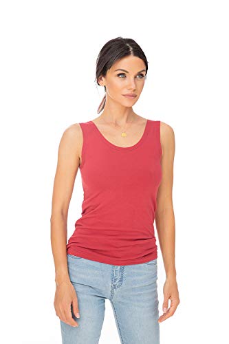 Evoni Basic Shirt Bordeaux für Damen durchsuchtiges Sommer Tank Top aus Baumwolle XL=42 von Evoni