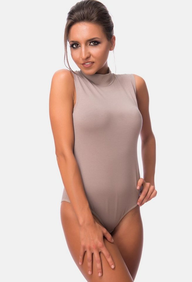 Evoni Body Damen Bodysuit ärmellos Baumwolle Halbkragen von Evoni