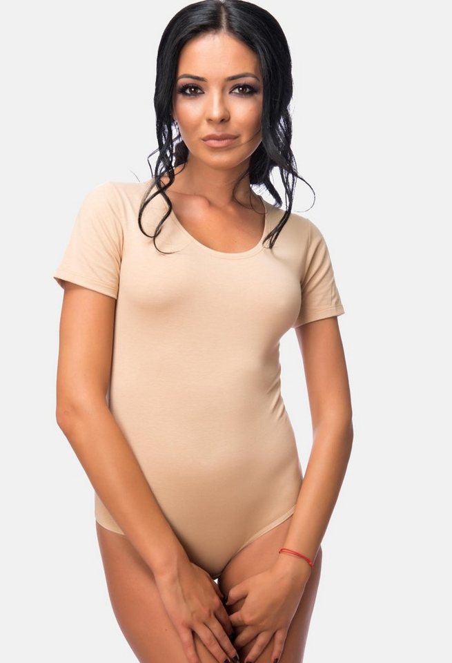 Evoni Body Damen Kurzarmbody Rundhals Bodysuit von Evoni