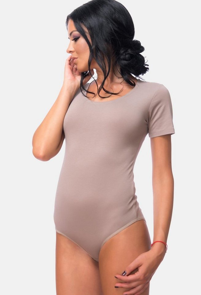 Evoni Body Damen Kurzarmbody Rundhals Bodysuit von Evoni