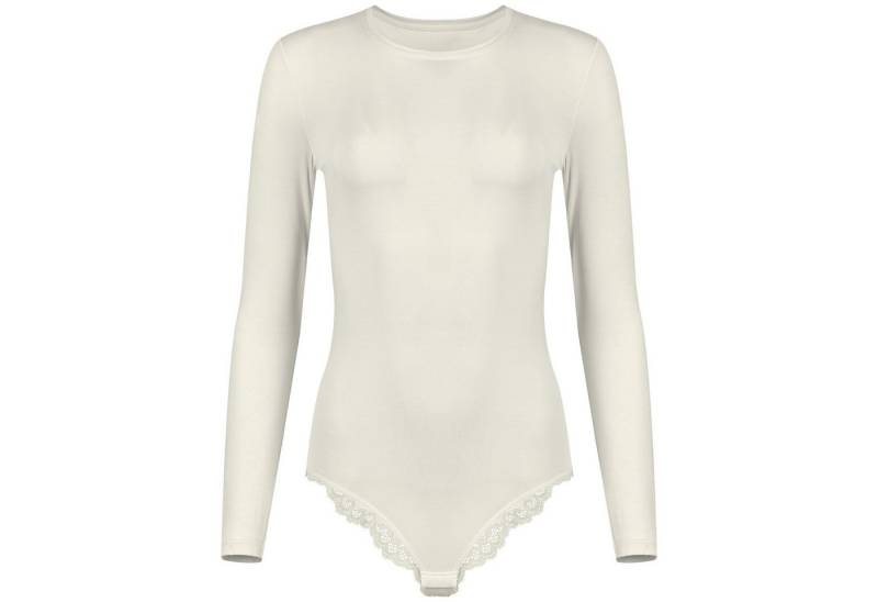 Evoni Body Damen Langarmbody mit Brazilian Slip aus Spitze Micromodal von Evoni