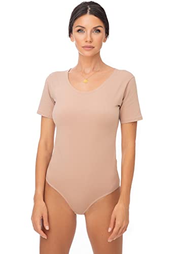 Evoni Damen Body kurzarm hellbraun L von Evoni