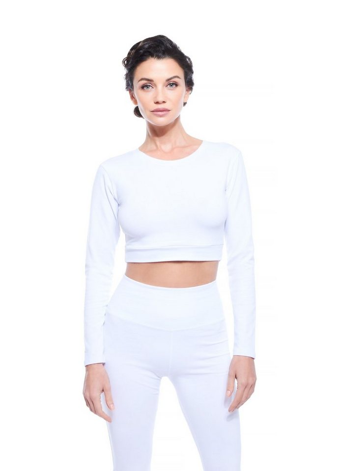 Evoni Crop-Top Damen Langarmshirt Baumwolle Bauchfrei von Evoni