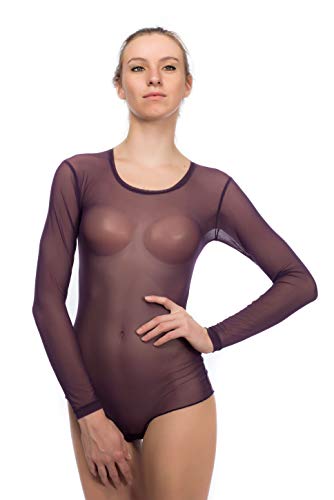 Evoni Damen Body Stringbody transparent lila XXL von Evoni