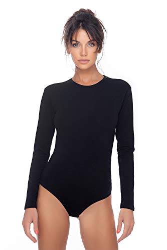 Evoni Damen Body langarm l Thermo Bodysuit für den Winter l warmer Langarmbody blichdicht l Thermoshirt l Thermounterwäsche schwarz L von Evoni