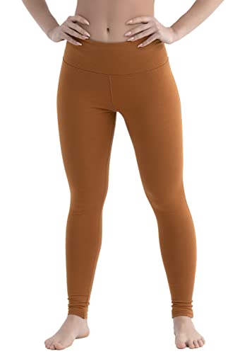 Evoni Damen Lange Leggings aus Baumwolle – High Waist, Atmungsaktiv, Stretch, Bequem, Weich, Hautfreundlich Perfekt für Sport, Freizeit, Yoga S Zimt von Evoni