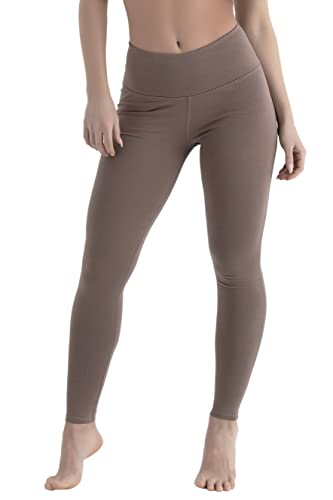 Evoni Damen Lange Leggings aus Baumwolle – High Waist, Atmungsaktiv, Stretch, Bequem, Weich, Hautfreundlich Perfekt für Sport, Freizeit, Yoga XXL Braun von Evoni