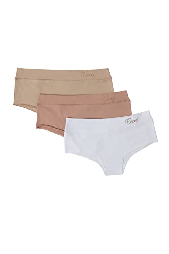 Evoni Damen-Hipster aus Baumwolle 3er-Set (XXL, Weiß/Beige/Hellbraun) von Evoni