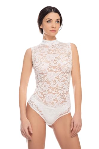 Evoni Damen String Body aus Spitze Creme XL von Evoni