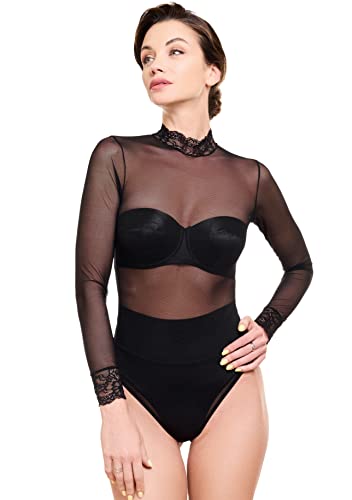 Evoni Damen String Body transparent M schwarz von Evoni