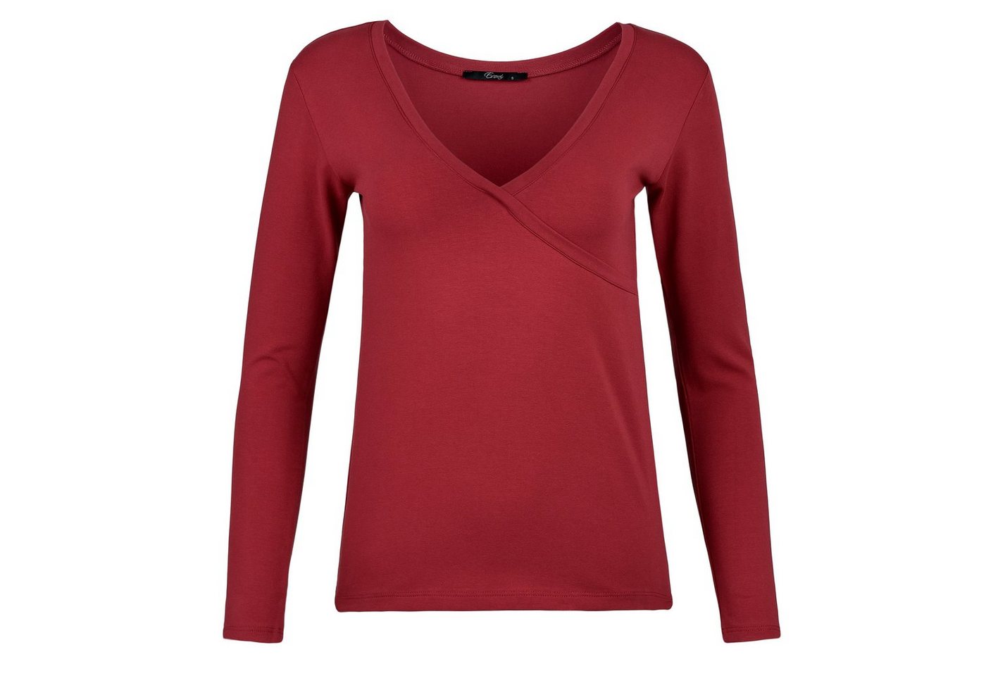 Evoni Langarmshirt Damen Basic Shirt Langarm Baumwolle mit V-Ausschnitt von Evoni