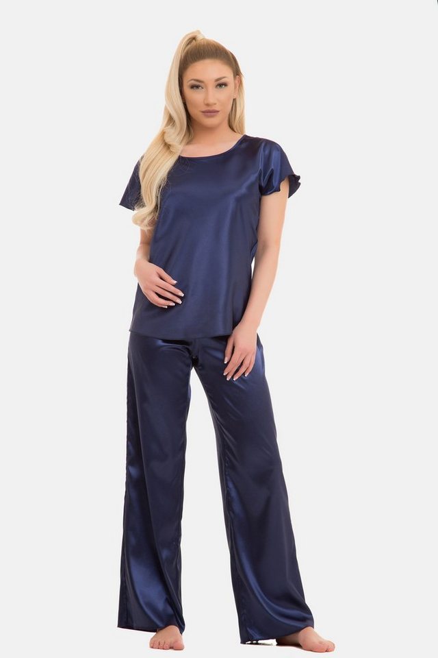 Evoni Pyjama Schlafanzug lang Satin von Evoni