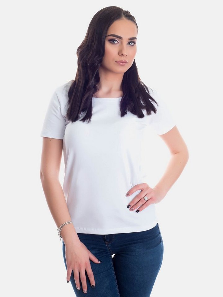 Evoni T-Shirt Damen Basic Shirt Kurzarm Rundhals von Evoni