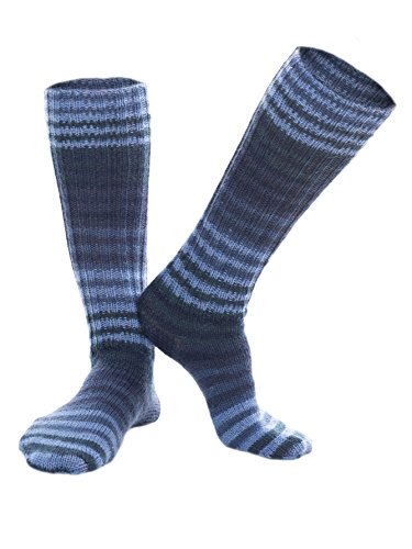 Evoni handgestrickte Kniestrümpfe | Wollsocken | Herren-Thermosocken | Damen-Yogasocken | Schisocken | Kinder-Sportsocken | Unisex Snowboard Socken | dicke Jagd-&Angelsocken (39/40, Dunkelblau) von Evoni