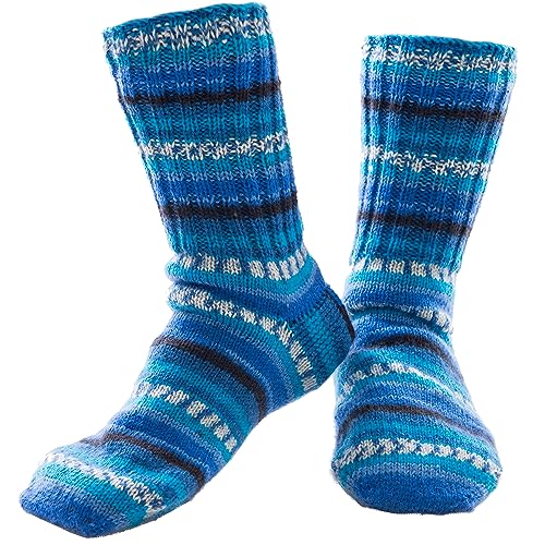 Evoni handgestrickte Wollsocken|Strümpfe|Herren-Thermosocken|Damen-Yogasocken|Schisocken aus Wolle|Kinder-Sportsocken|Unisex Snowboard Socken|dicke Jagd- & Angelsocken (37/38, Dunkelblau) von Evoni