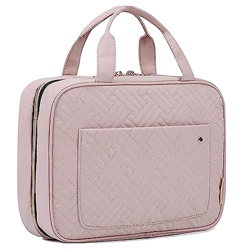 Evvmnaks Kosmetiktasche, modisch, für Frauen, Gürtelhaken, Reise, Kosmetiktasche, wasserdicht, Aufbewahrungstasche für Toilettenartikel, Rosa, Rosa von Evvmnaks