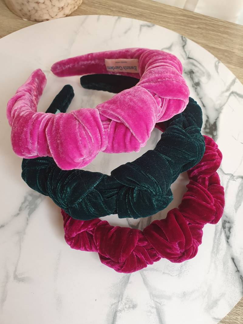 Seidensamt Stirnband | Damen Mode Haarband Aliceband Gepolstert Samt Geflochten Zopf von EwansGarden