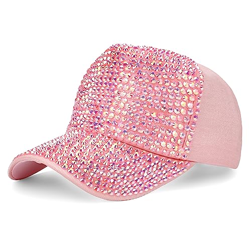 Damen Herren Nieten Strass Baseball Cap Verstellbar Bling Sport Casual Mode Sonnenhut Dad Trucker Hat, A-rosa, Einheitsgr��e Damen Herren Nieten Strass Baseball Cap Verstellbar Bling Sport Casual Mode Sonnenhut Dad Trucker Hat, A-rosa, Einheitsgr��e von Ewaycom