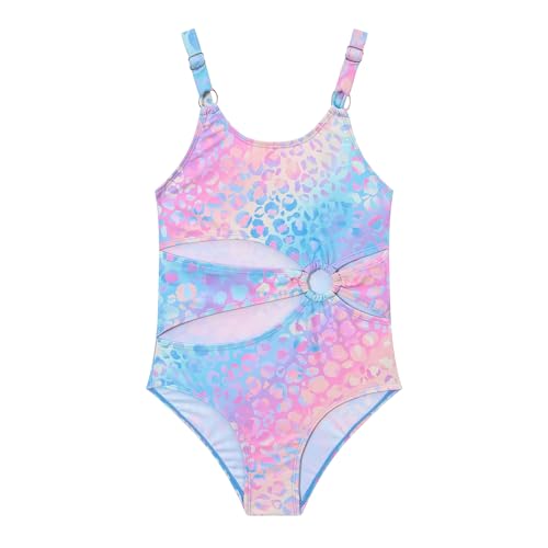 Ewbob Badeanzug für Mädchen Komfort Kinder Einteiliger Bademode Elastische Mädchen Schwimmanzug Quick-Dry Badeanzug-C7-001-BL-5-6Y von Ewbob