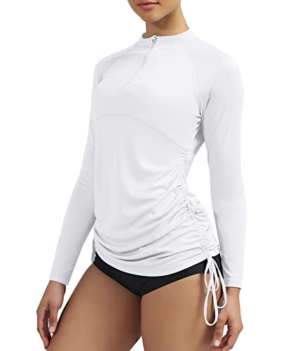 Ewedoos UV Shirt Damen Wasser UPF 50+ Quick Drying 1/4 Zip Schwimmshirt Damen für Surfen Wandern Wassersport Strand Urlaub Funktionsshirt Langarm von Ewedoos
