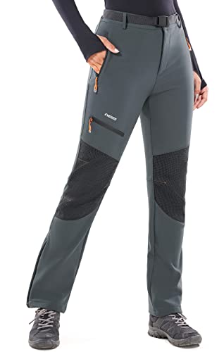 Ewedoos Wanderhose Damen Winter fleecegefüttert Softshellhose wasserdicht Winddicht warme Skihose Trekkinghose Thermo Outdoorhose für Wandern Skifahren Wintersport von Ewedoos