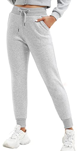 Ewedoos Gefütterte Jogginghose Damen Winter Warm Thermohose Fleece Baumwolle Sporthose mit 2 Taschen Sweathose High Waist Sweatpants Fit Freizeithose Jogger von Ewedoos