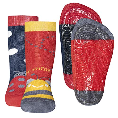 EWERS 2er Pack Biene Marienkäfer Stoppersocken SoftStep, Antirutschsohle für Mädchen, MADE IN EUROPE, Kindersocken, Anti-Rutsch, ABS von EWERS