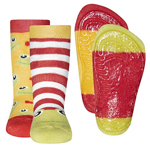 EWERS 2er Pack Frosch Stoppersocken SoftStep, Antirutschsohle für Mädchen, MADE IN EUROPE, Kindersocken, Anti-Rutsch, ABS von EWERS