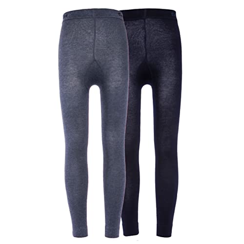 EWERS 2er-Pack Kinderleggings Unifarben, Doppelpack Leggings aus Baumwolle für Mädchen, Made IN Europe, Dunkelblau/Blau, Größe 110-116 von EWERS