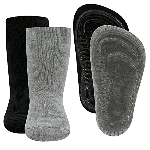 EWERS 2er Pack Uni Stoppersocken SoftStep, Socken mit Antirutschsohle für Jungen und Mädchen, Anti-Rutsch-Socken mit Gummisohle, MADE IN GERMANY, 2 Paar rutschfeste Kindersocken, Größe 19-20 von EWERS