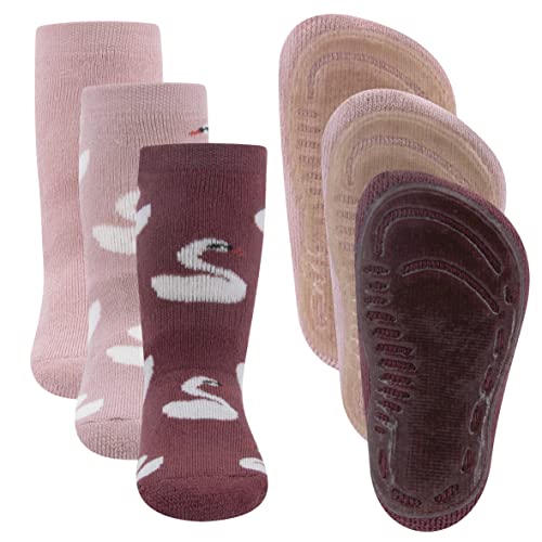 EWERS 3er-Pack Schwan Stoppersocken SoftStep, Socken mit Antirutschsohle für Mädchen, Anti-Rutsch-Socken mit Gummisohle, MADE IN GERMANY, 3 Paar rutschfeste Kindersocken, Größe 19-20 von EWERS