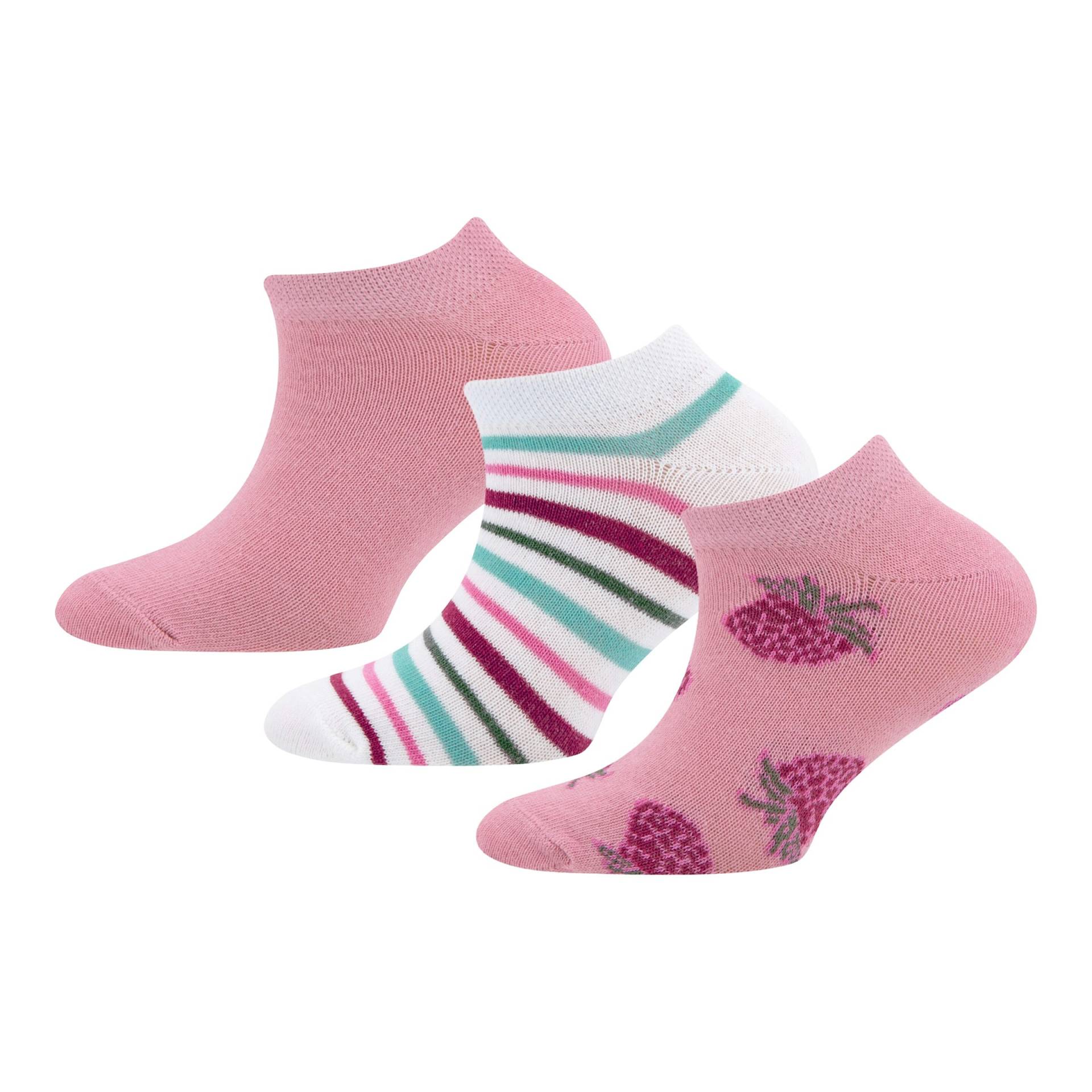 Ewers 3er-Pack Sneakersocken Erdbeeren Ringel von Ewers