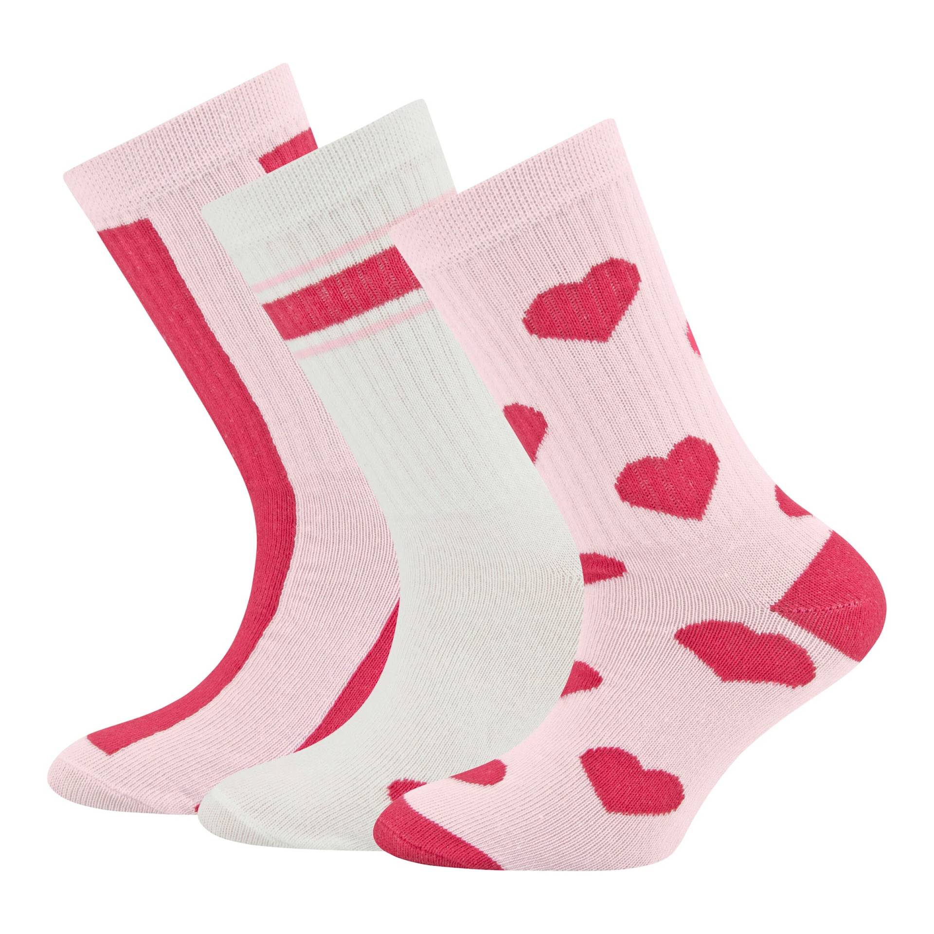 Ewers 3er-Pack Socken Rippqualität Herz Ringel von Ewers