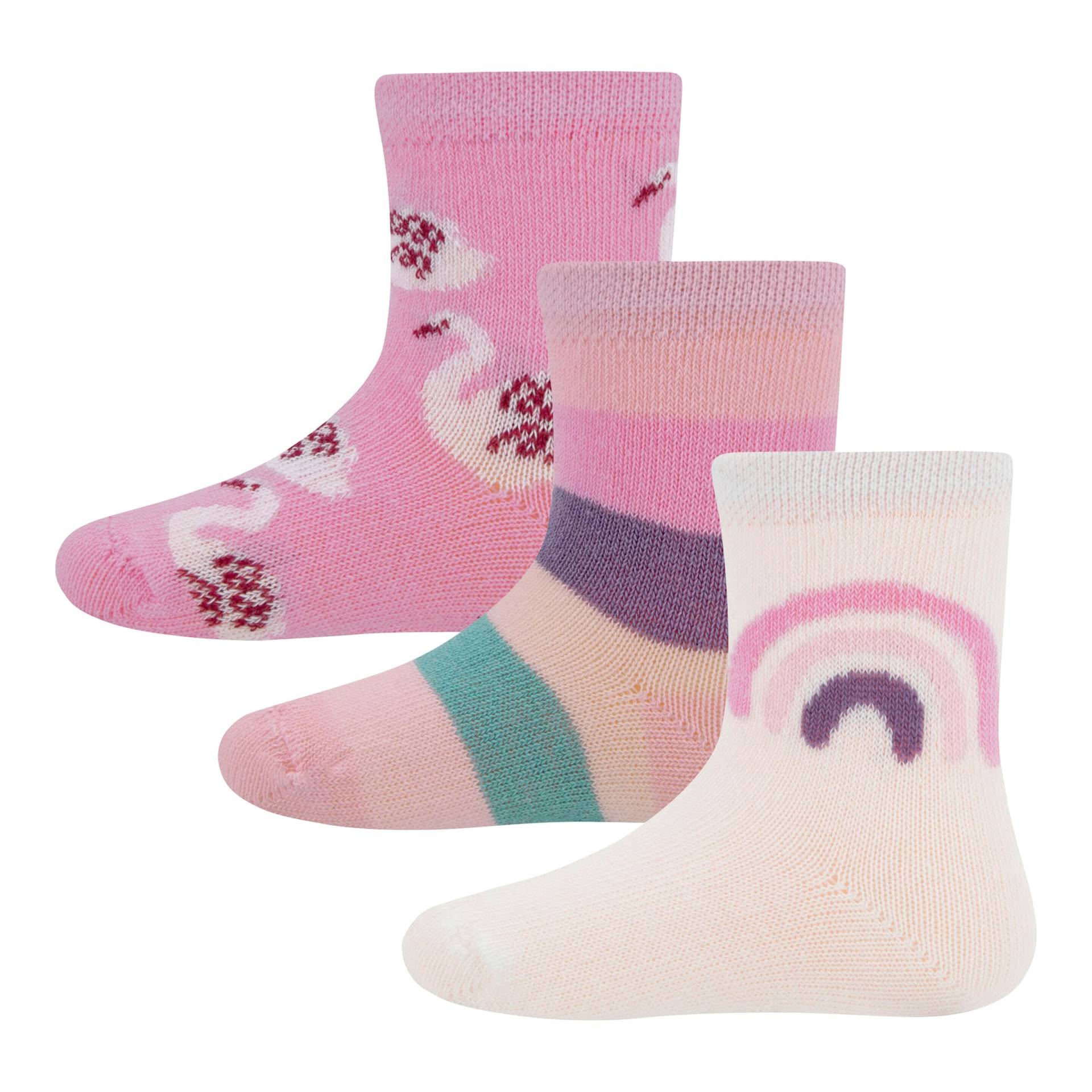 Ewers 3er-Pack Socken Schwan Regenbogen Ringel von Ewers