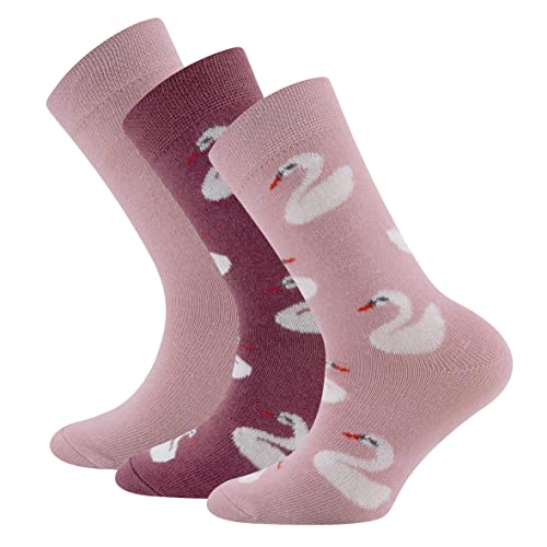 EWERS 3er-Pack Socken Schwan, Kindersocken für Mädchen, Baumwolle, MADE IN GERMANY, 3 Paar Mädchensocken, Größe 35-38 von EWERS
