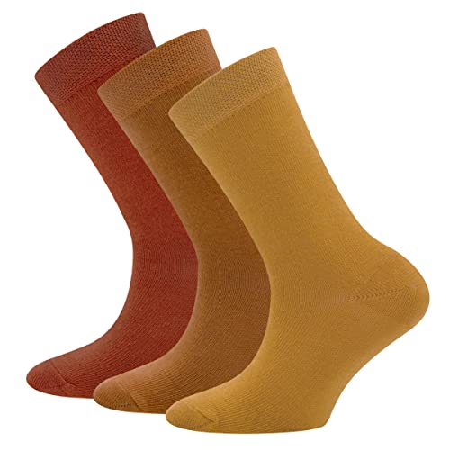 EWERS 3er-Pack Socken Uni, einfarbige Basic-Socken für Mädchen und Jungen, Baumwolle, MADE IN GERMANY, Mädchensocken Jungensocken Kindersocken Unisocken, Größe 23-26, Braun von EWERS