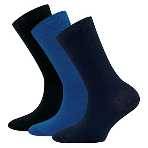 EWERS 3er-Pack Socken Uni, einfarbige Basic-Socken für Mädchen und Jungen, Baumwolle, MADE IN GERMANY, Mädchensocken Jungensocken Kindersocken Unisocken, Größe 31-34, Blau von EWERS