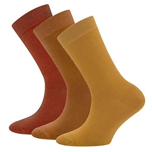 EWERS 3er-Pack Socken Uni, einfarbige Basic-Socken für Mädchen und Jungen, Baumwolle, MADE IN GERMANY, Mädchensocken Jungensocken Kindersocken Unisocken, Größe 43-45, Braun von EWERS