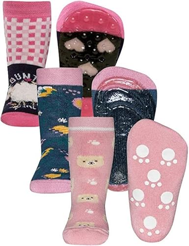 EWERS 3er-Pack ÜBERRASCHUNGSPAKET SONDERPOSTEN Stoppersocken - individuell gefüllt - 3 Paar Socken mit Antirutschsohle für Mädchen, Anti-Rutsch-Socken, rutschfeste Kindersocken, Größe 19-20 von EWERS