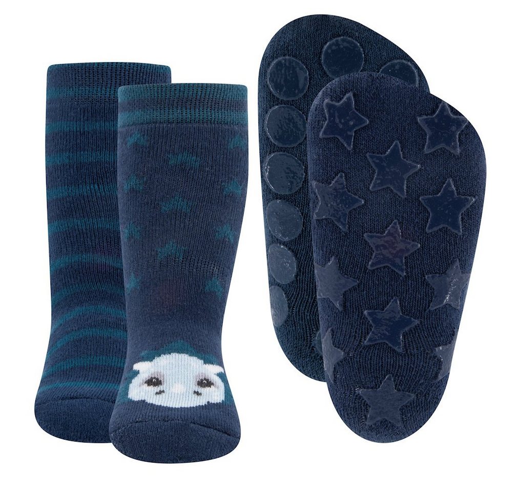 Ewers ABS-Socken Ewers Jungen 2er Pack Stoppersocken Dino Ringel Doppelpack marine blau (2-Paar) von Ewers